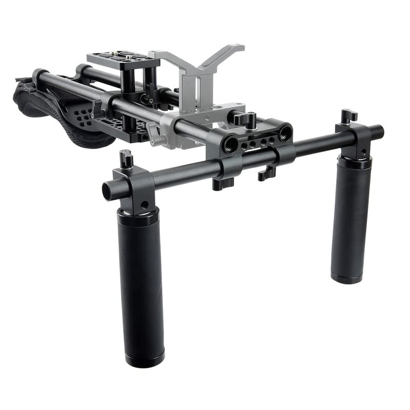 NICEYRIG 15mm Shoulder Pad Rig Support System with Riser Base Plate Mount, 15mm Rod and Rod Rail Handle Kit Universal for DSLR Camera, Mirrorless Camera - 173 - Image 1